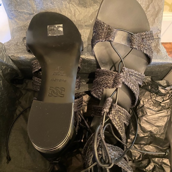 Casadei Black Woven Sandals US 7 - Picture 7 of 8